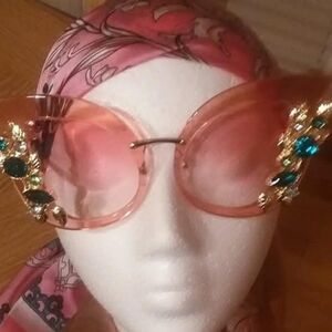 NEW, NEVER WORN Embellished Pink Sunglasses